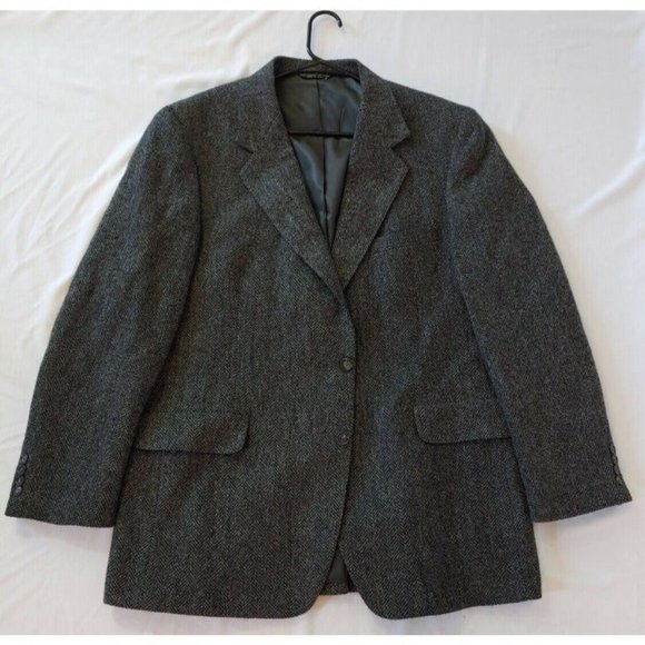 Men's Lacrosse Gray Herringbone Jacket Tailored Blazer Made in the USA Macon GA - Picture 2 of 9